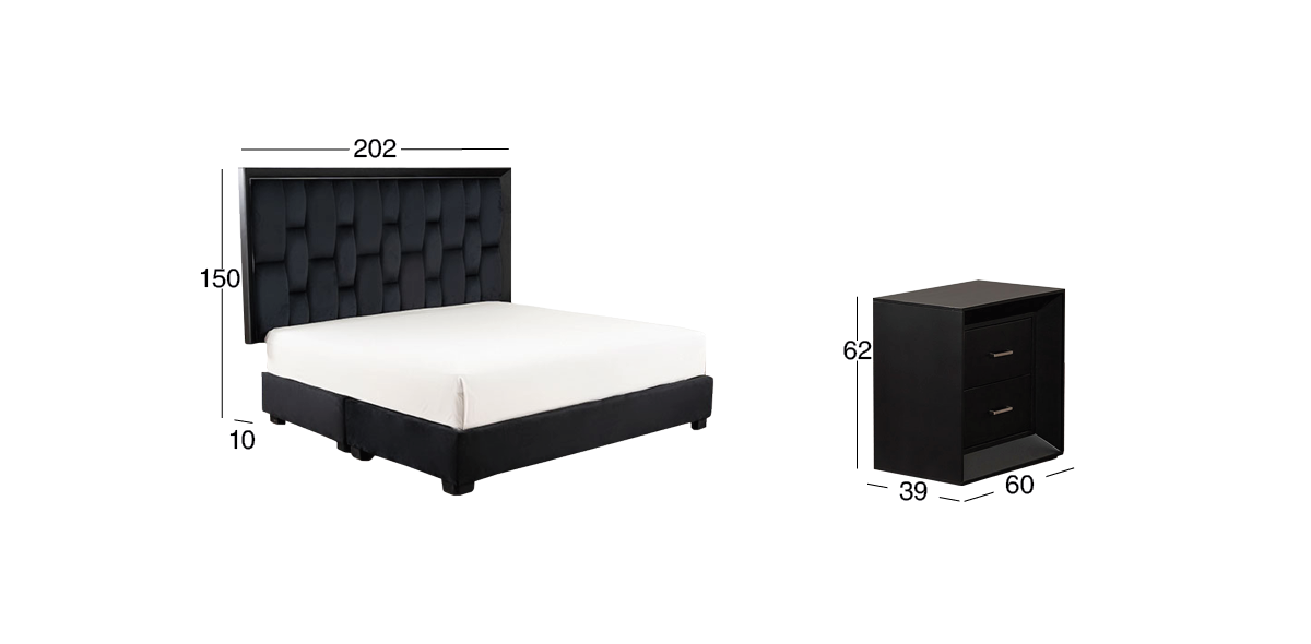 Recámara King Size Chicago Negro 3 Piezas