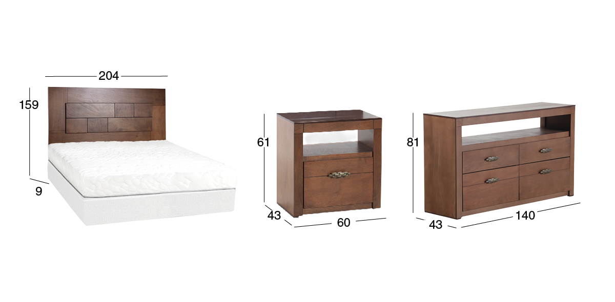 Recámara King Size Emily Café 4 Piezas