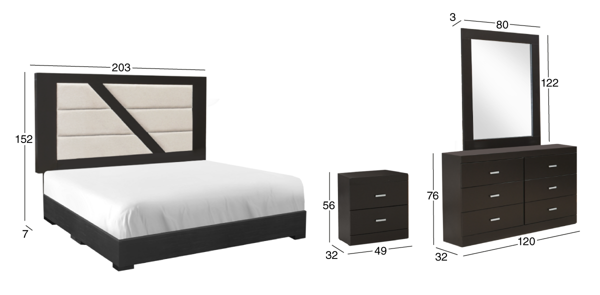 Recámara 5 Piezas King Size Osiris Café 