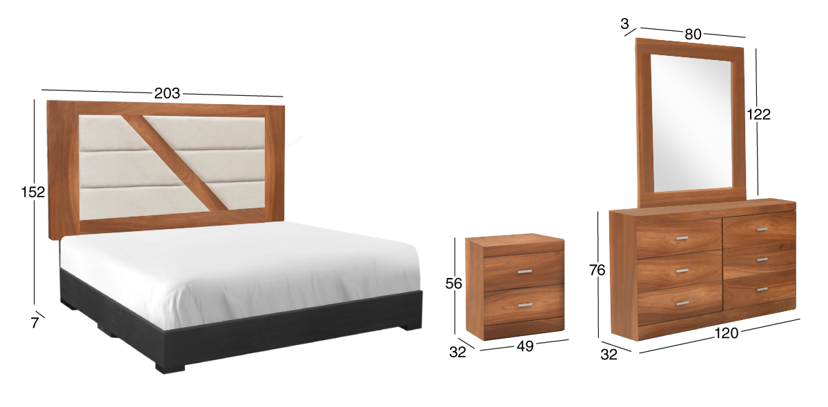 Recámara 5 Piezas King Size Osiris Parota 