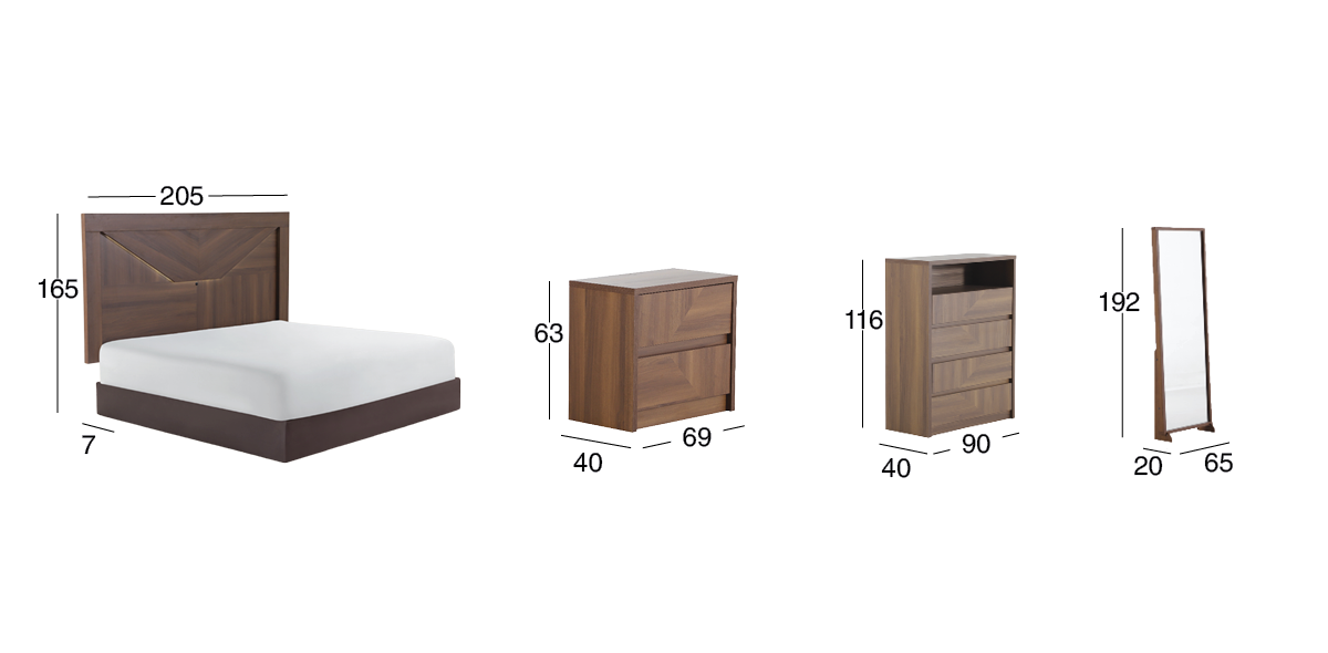 Recámara King Size Qatar Café 5  Piezas