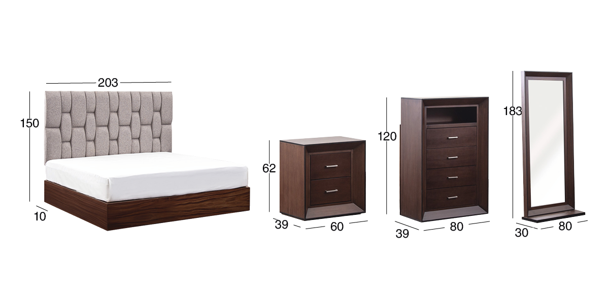 Recámara King Size Romina Café Oscuro 5 Piezas