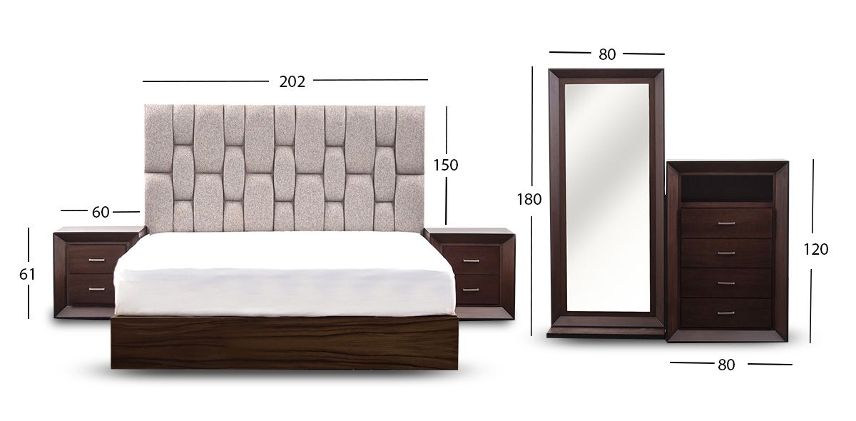 Recámara King Size Romina Café Oscuro 5 Piezas