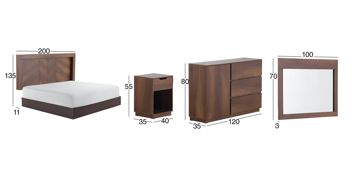 Recámara King Size Sicilia Café 5 Piezas