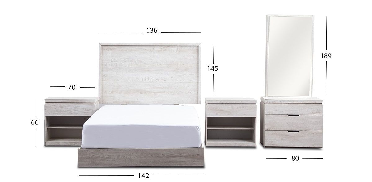 Recámara Matrimonial Haití Blanco 5 Piezas