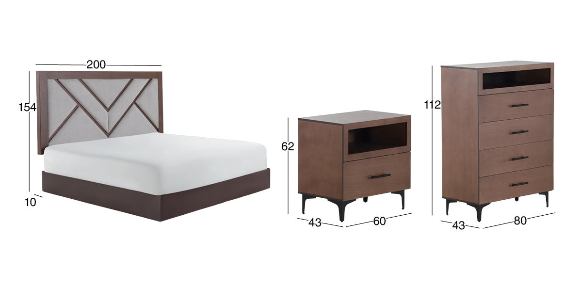 Recámara King Size Rocella Café 4 Piezas