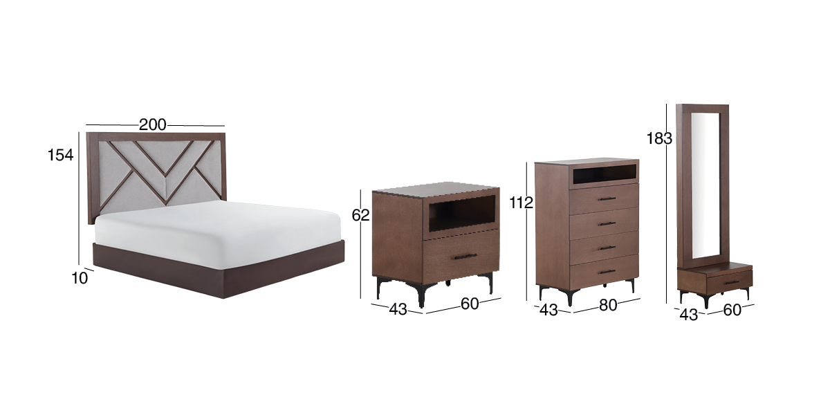 Recámara King Size Rocella Café 5 Piezas