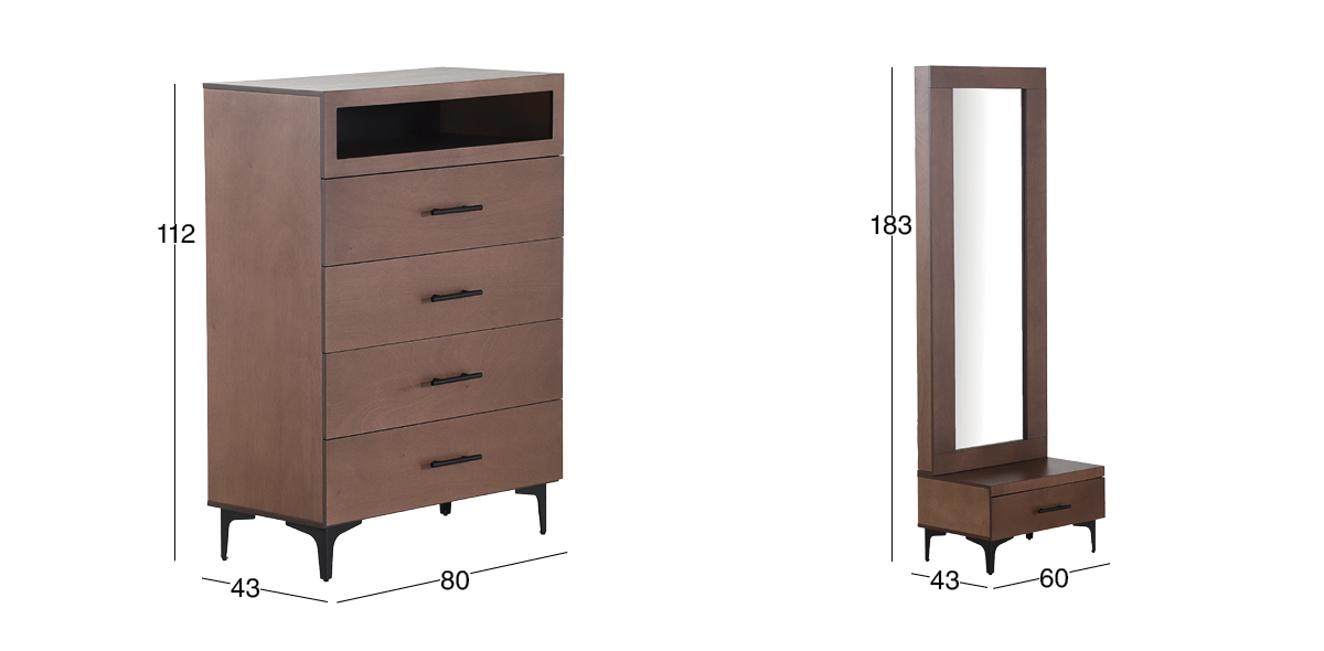 Cómoda Alta con Espejo Rocella Café