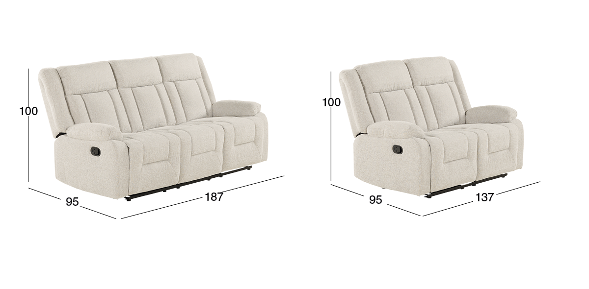 Sala con Reclinables Isabelle Beige Claro
