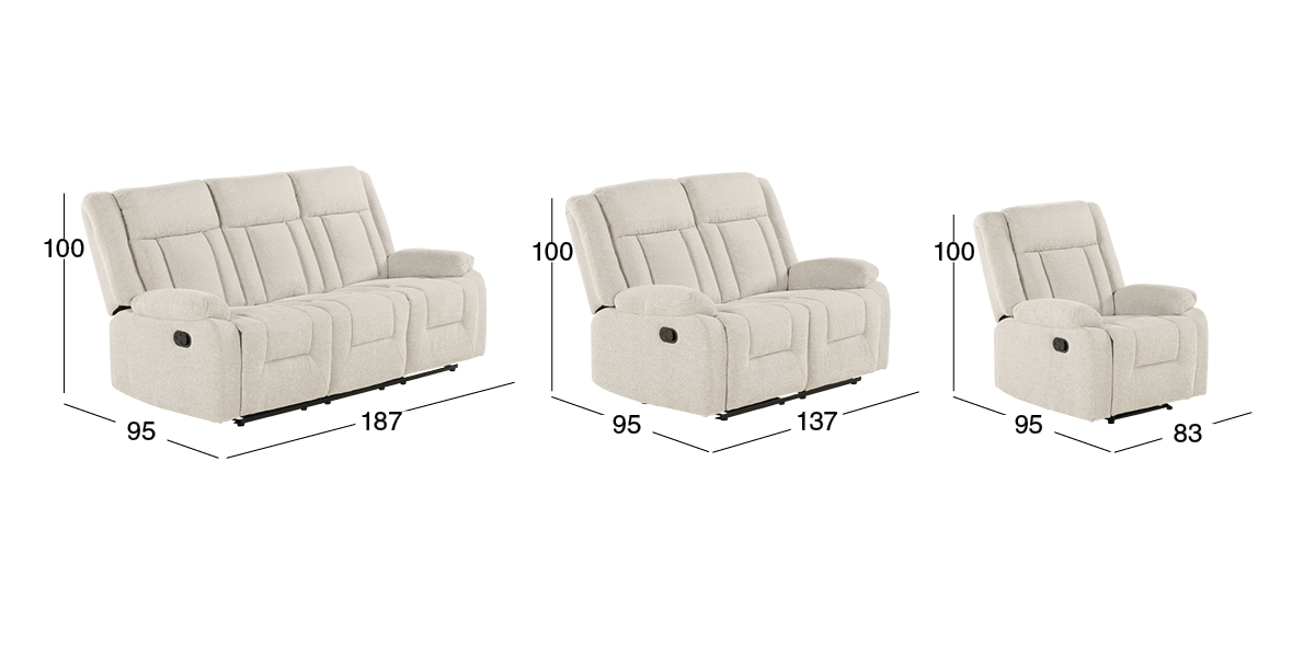Sala con Reclinables Isabelle Beige Claro 3 Piezas