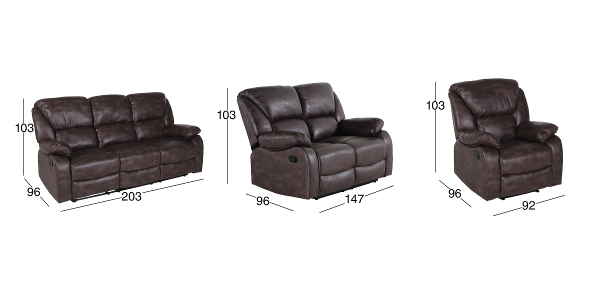 Sala con Reclinables Valentina Café 3 Piezas