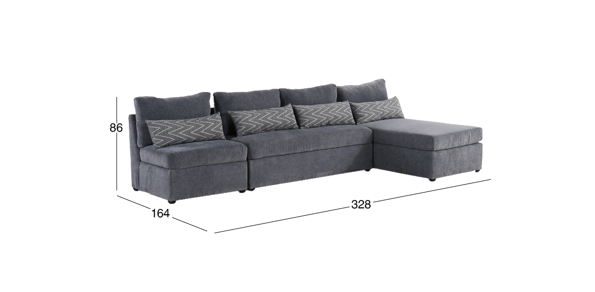 Sala Modular Alize Gris 3 Piezas