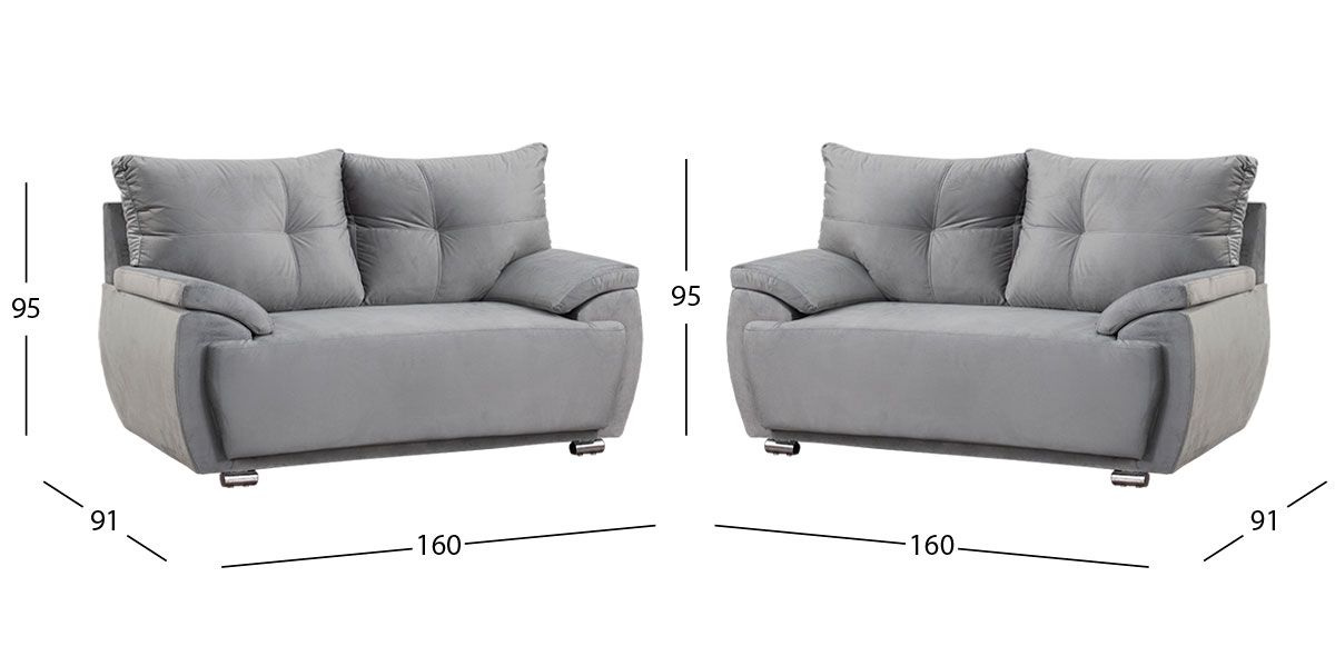 Sala de Dos Sofás 2 Plazas Cartago Gris
