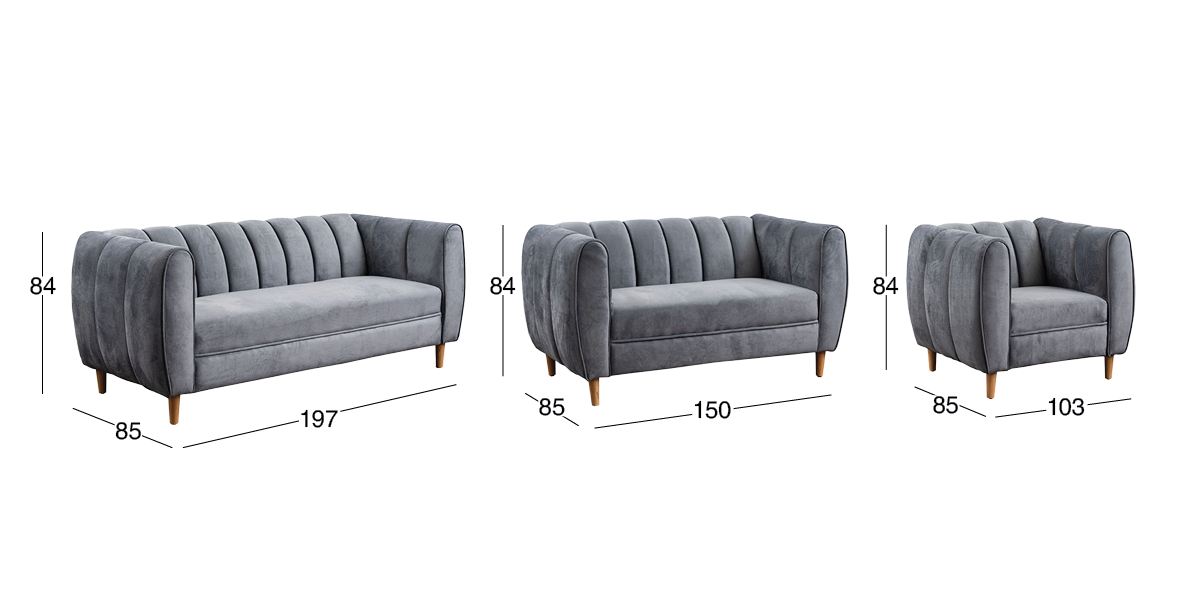 Sala Castell Gris Oscuro 3 Piezas