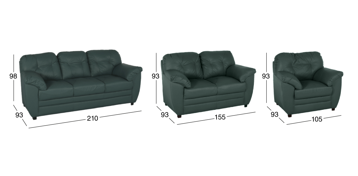 Sala de Piel Derby Confort Tz Verde 3 Piezas