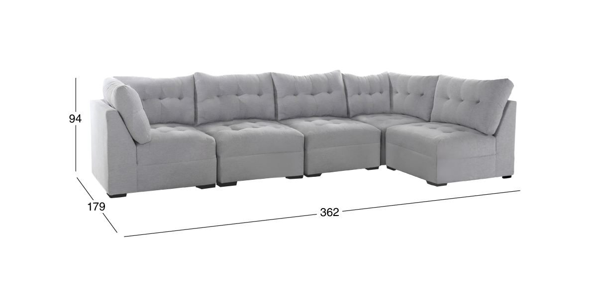 Sala Modular 5 Piezas Fresno Gris Claro