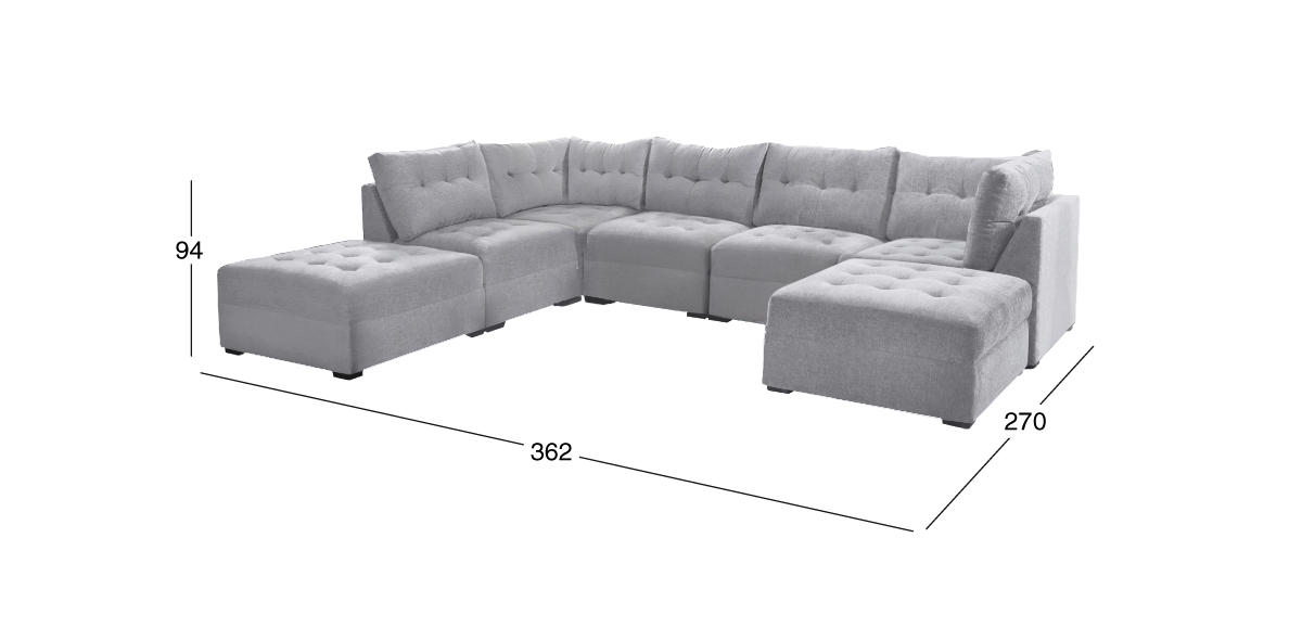 Sala Modular 7 Piezas Fresno Gris Claro