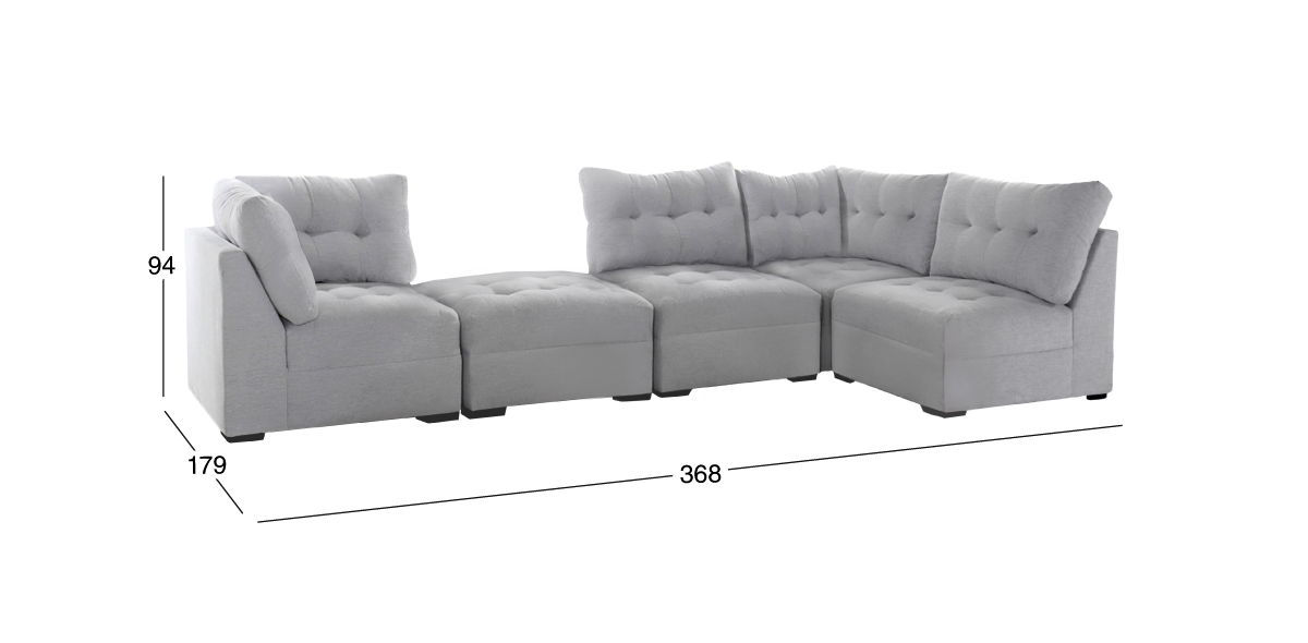 Sala Modular 5 Piezas Fresno Gris Claro