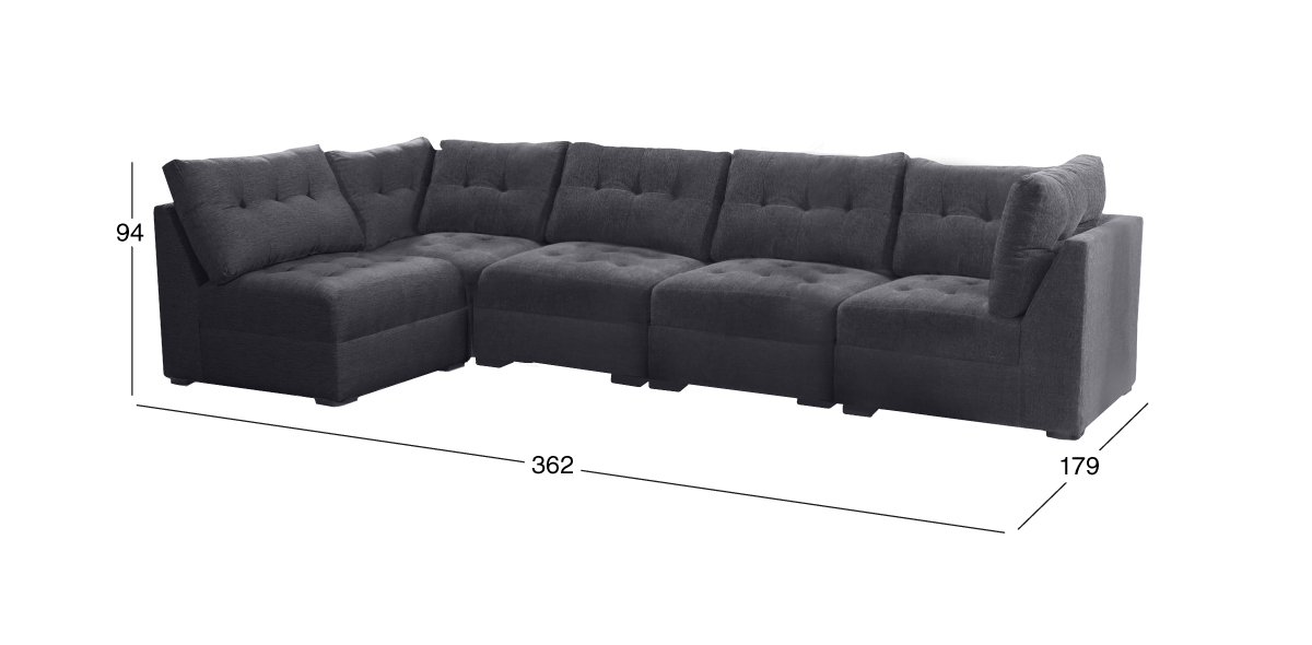 Sala Modular 5 Piezas Fresno Gris Oxford