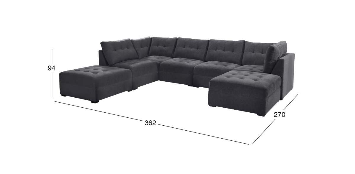 Sala Modular 7 Piezas Fresno Gris Oxford