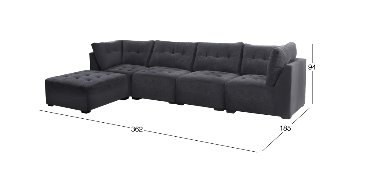 Sala Modular 5 Piezas Fresno Gris Oxford