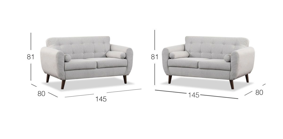 Sala de Dos Sofás 2 Plazas Monet Gris Claro