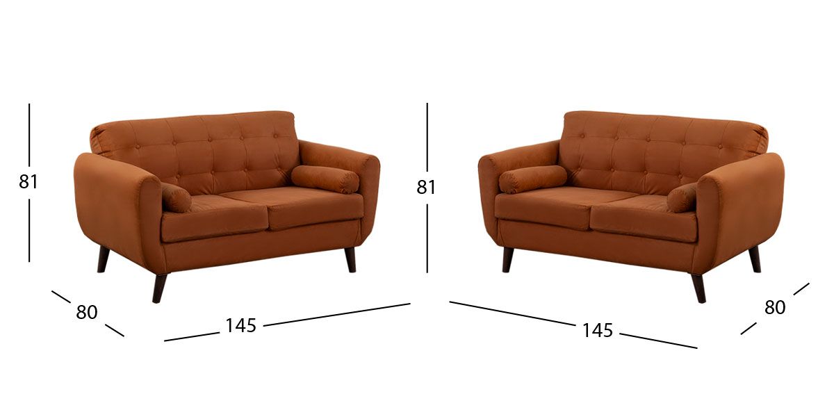 Sala de Dos Sofás 2 Plazas Monet Naranja
