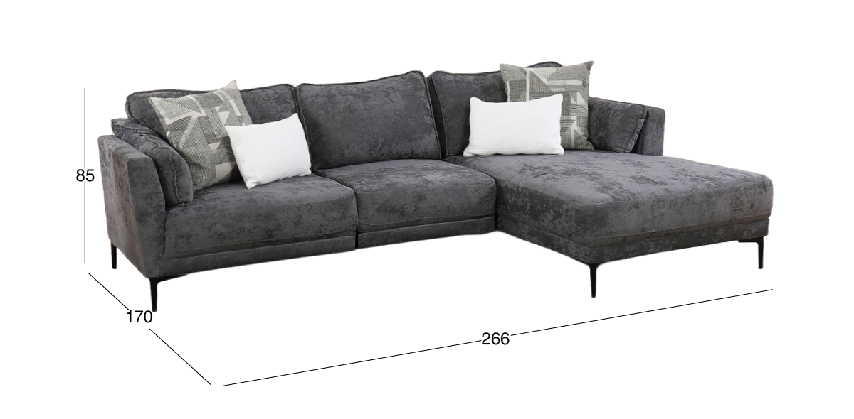 Sala en L Derecha Kubra Microfibra Gris