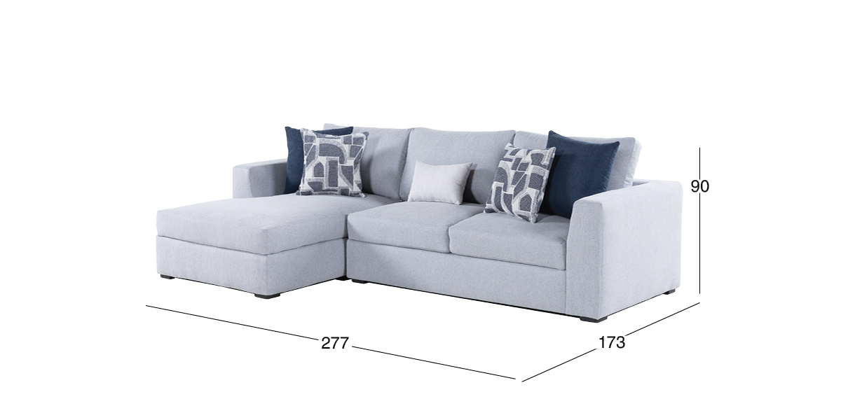 Sala en L Izquierda Odense Gris