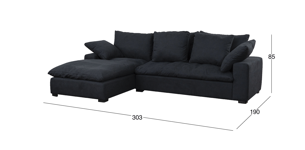 Sala en L Izquierda Cloud Negro