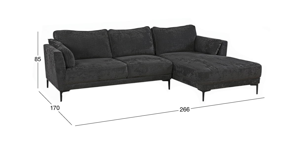 Sala en L Derecha Kubra Microfibra Negro