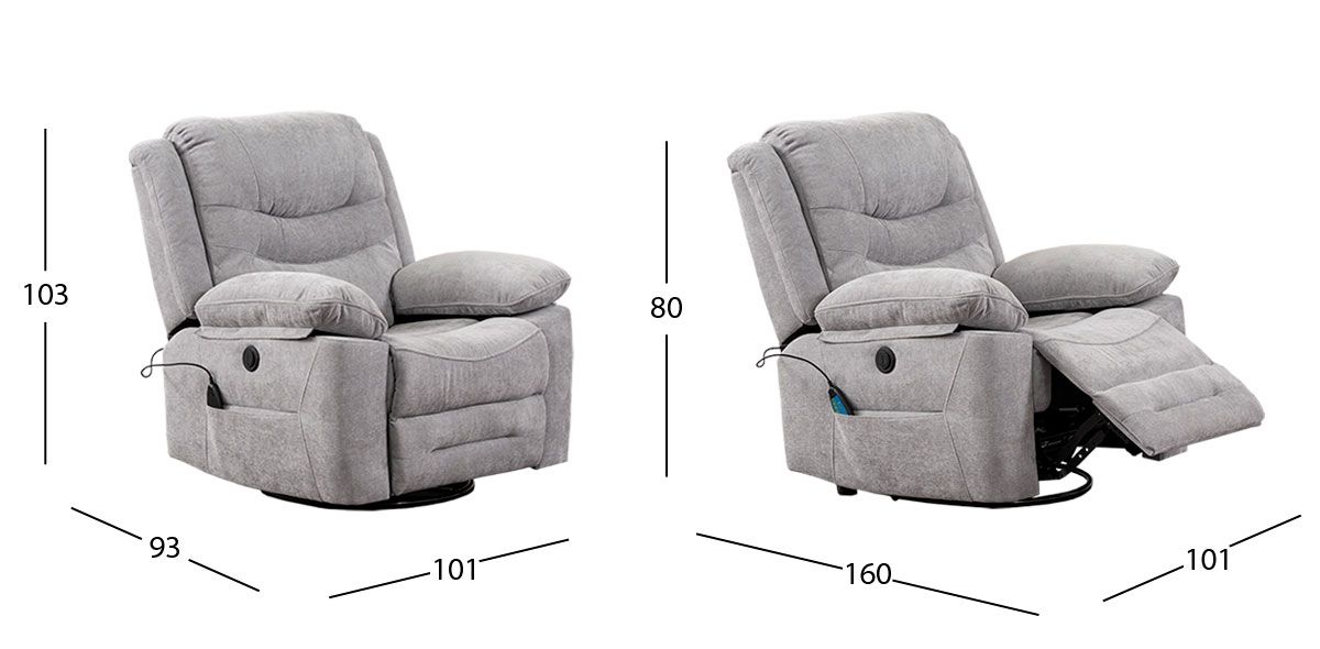 Sillón con Reclinable Eléctrico Perth Gris