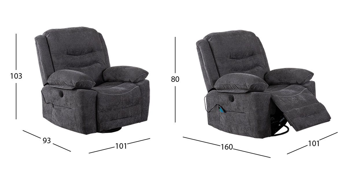 Sillón con Reclinable Eléctrico Perth Gris Oscuro