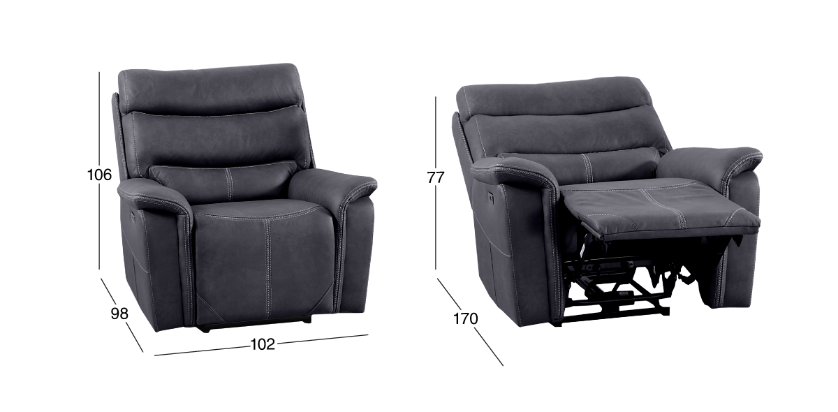 Sillón Reclinable Eléctrico Brisbane Negro