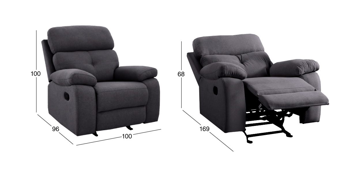 Sillón Reclinable con Mecedora Toronto Gris Obscuro