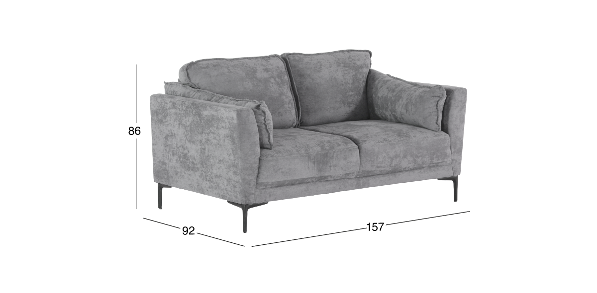 Sofá 2 Plazas Kubra Microfibra Gris