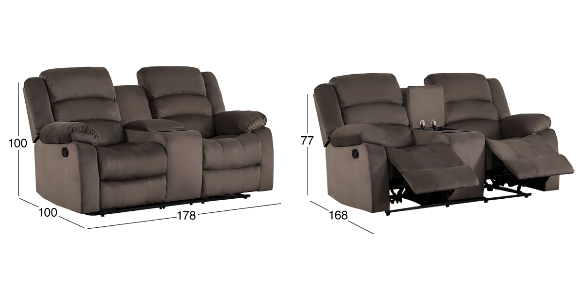 Sofá 2 Plazas con Reclinable Misuri Nova Café