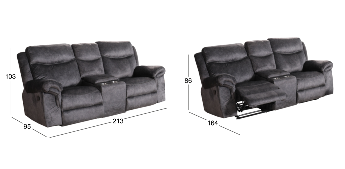 Sofá 2 Plazas Con Reclinable Twin Falls Gris