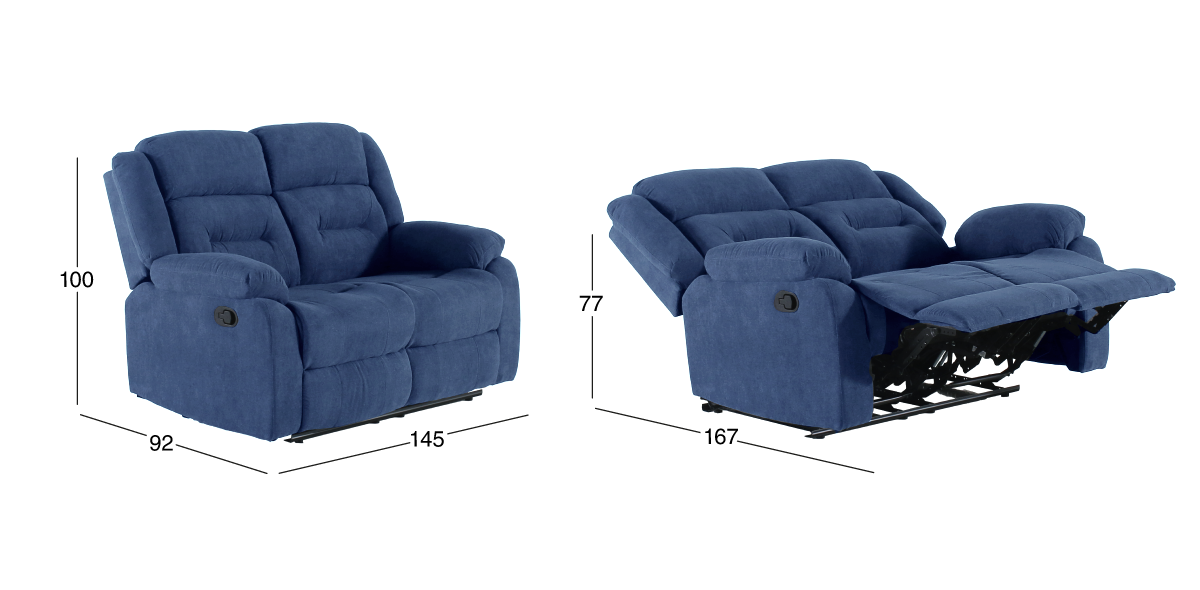 Sofá 2 Plazas con Reclinables Kaipu Azul