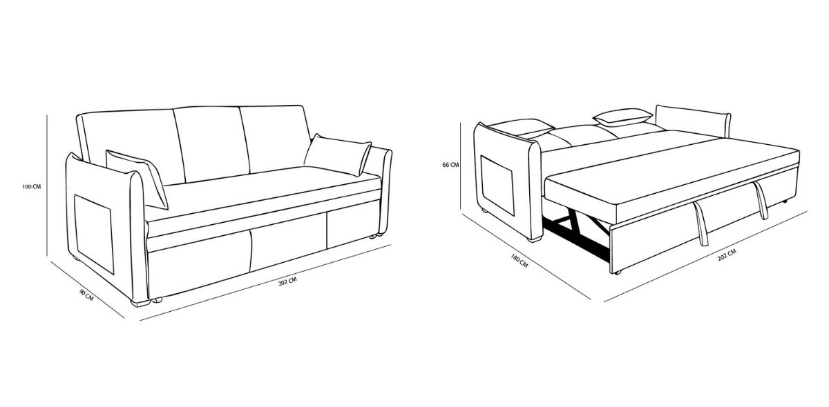 Sofá Cama con Portavasos Perugia Gris