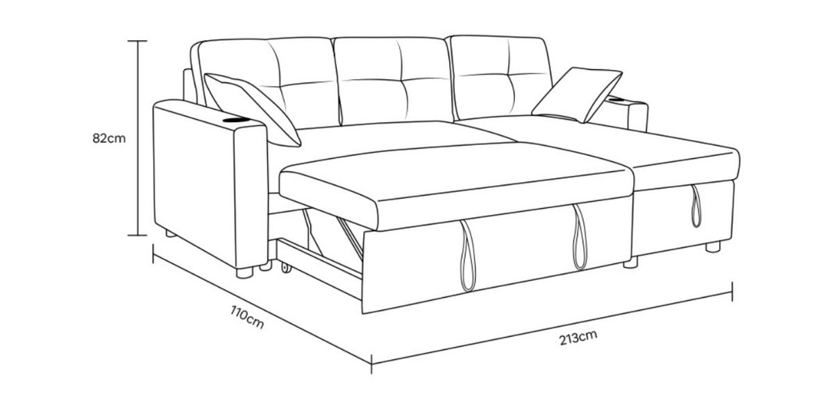 Sofá Cama con Almacenamiento Asti Gris