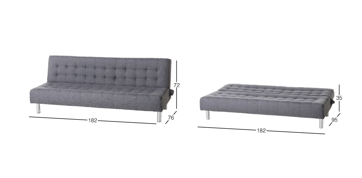 Sofá cama MIXX con almohadas de respaldos color gris - Conforama