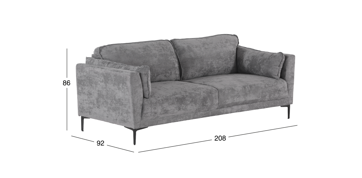 Sofá 3 Plazas Kubra Microfibra Gris