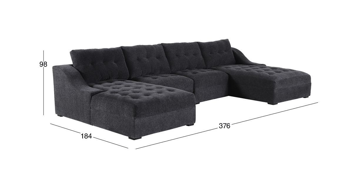 Sala Modular Izquierda Zonet Gris Oxford 4 Piezas