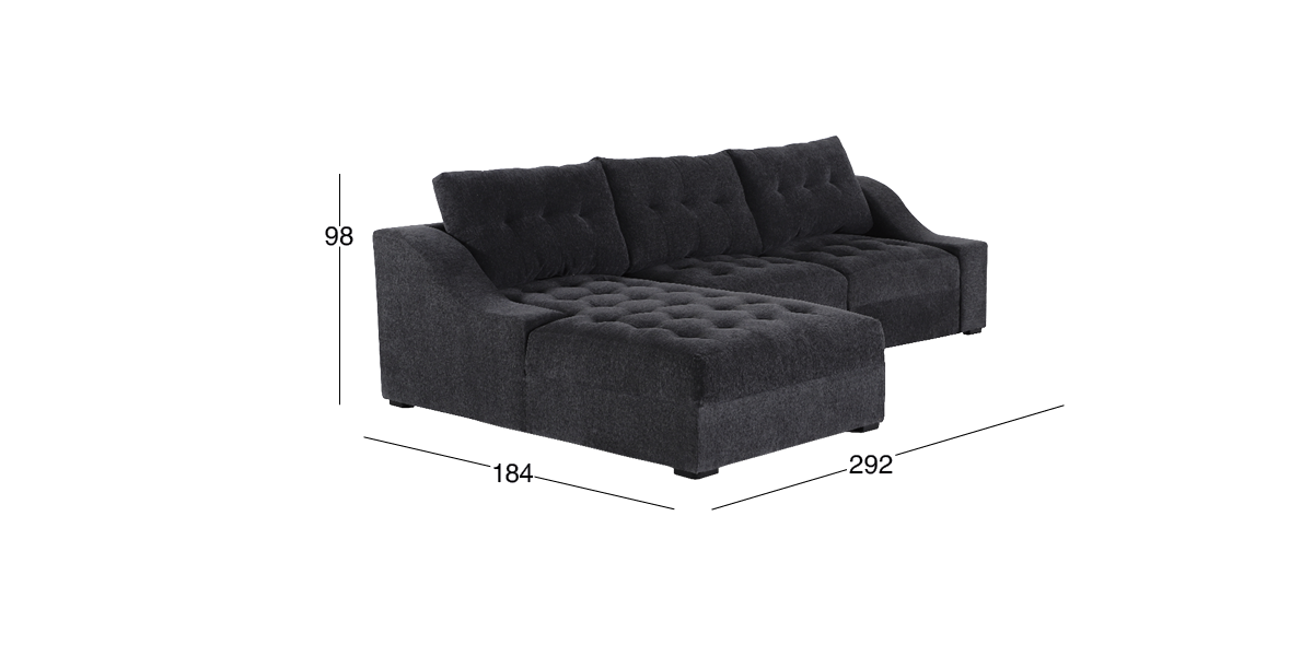 Sala Modular Izquierda Zonet Gris Oxford 3 Piezas