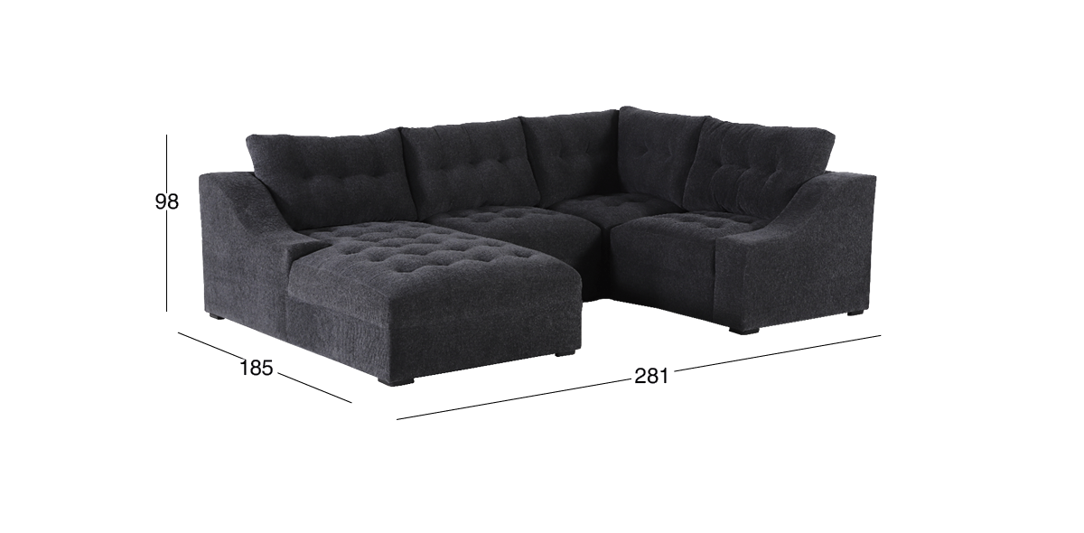 Sala Modular Zonet Gris Oxford 4 Piezas