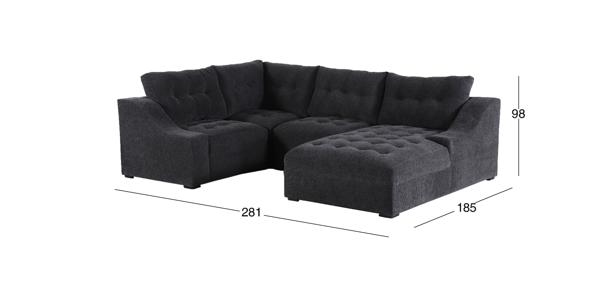 Sala Modular con Esquinero Zonet Gris Oxford 4 Piezas