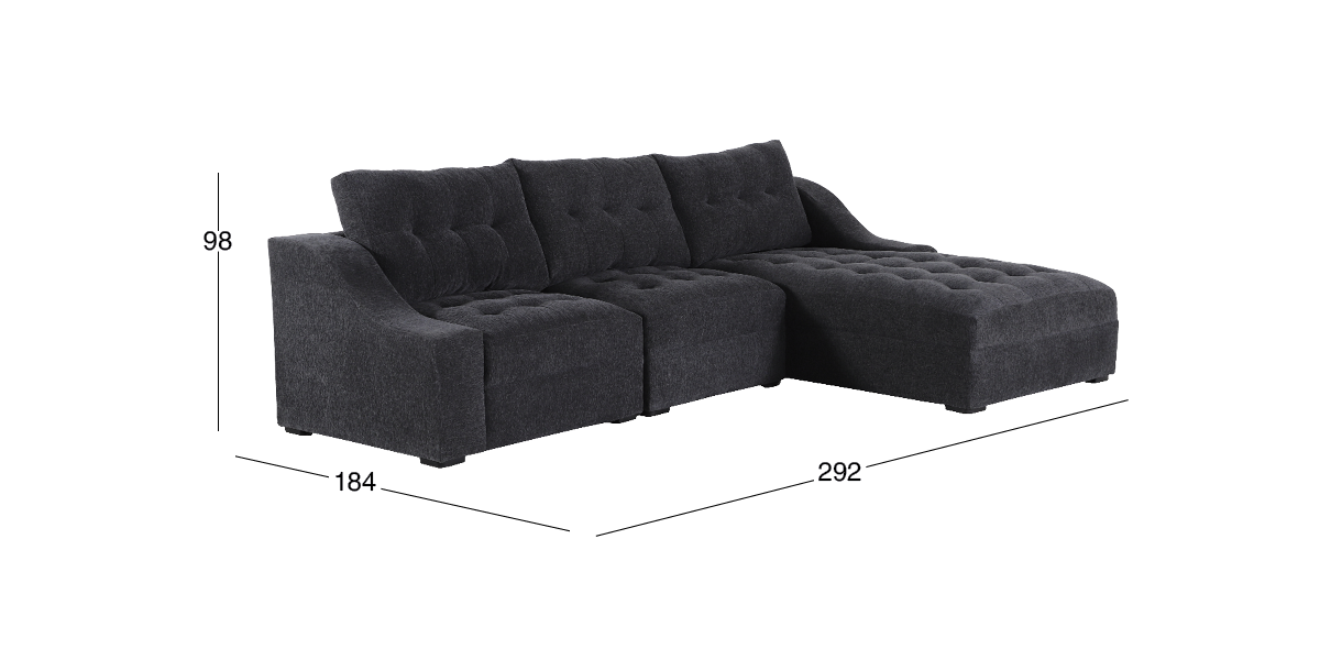 Sala Modular Derecha Zonet Gris Oxford 3 Piezas