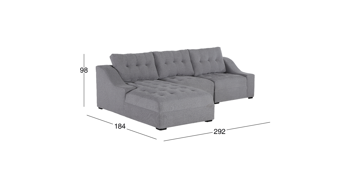 Sala Modular Izquierda Zonet Gris 3 Piezas