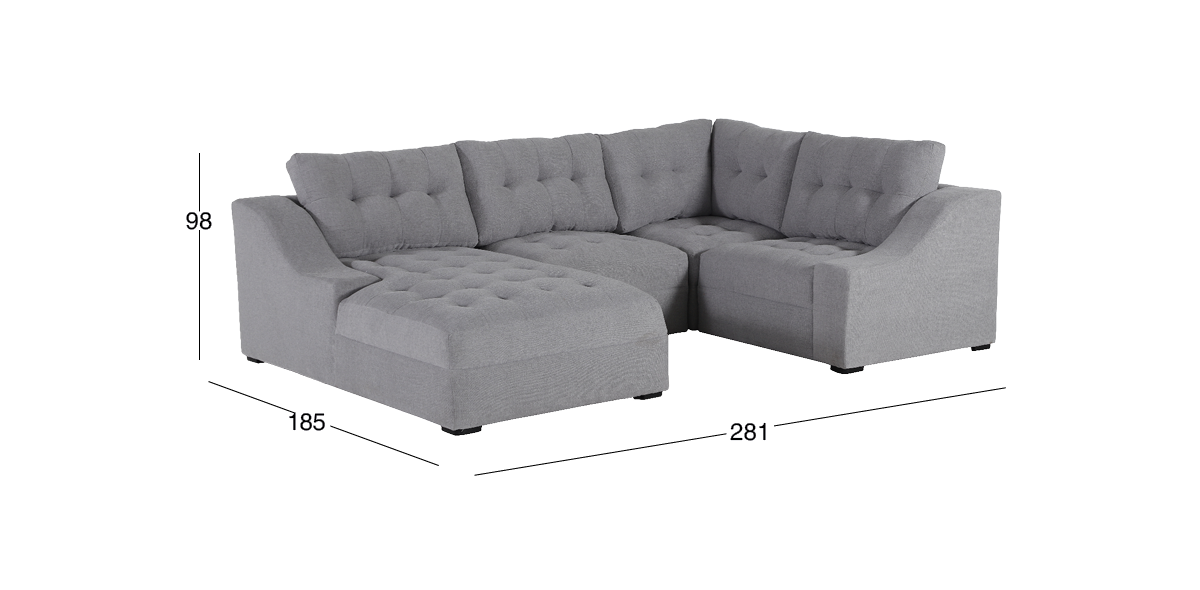 Sala Modular Zonet Gris 4 Piezas